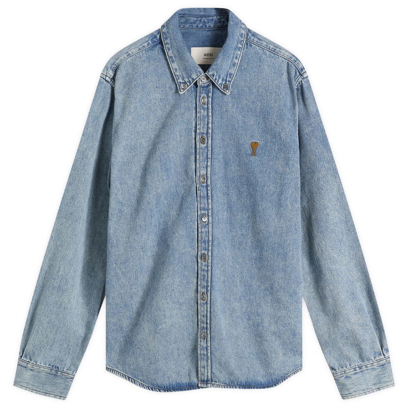 Srajce AMI AMI Paris Light Denim Shirt, Size Large Modra | H25USH786-DE0056-480H25