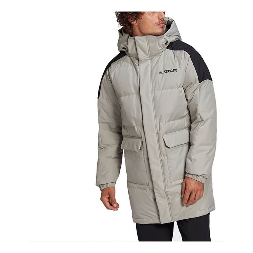 Parka adidas Performance TERREX Colorblock Outdoor Mid-Length Hooded Down Jacket Bež | GL7413
