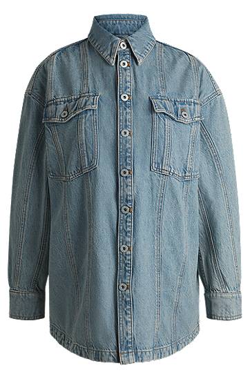 Srajce BOSS Long Denim Shirt with Patch Pockets Modra | 50531715, 0