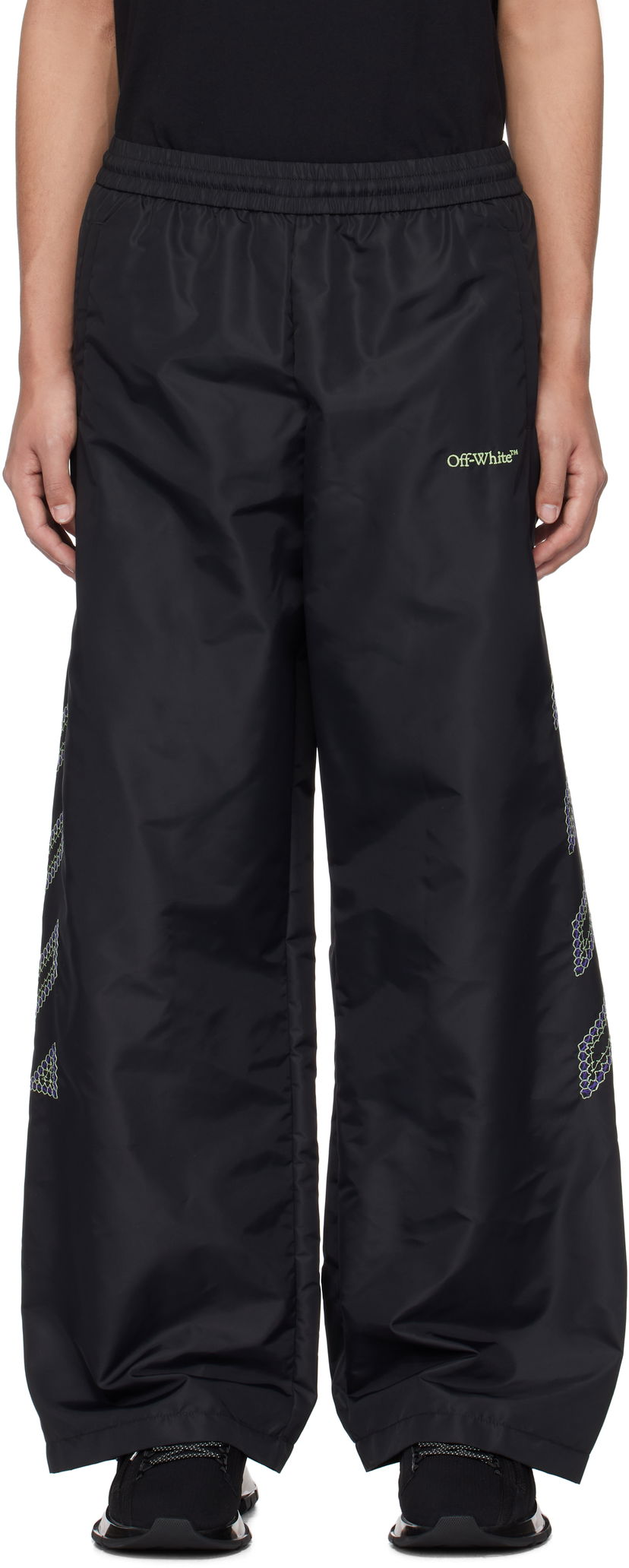 Trenirka Off-White Diag Outl Nylon Faille Track Pants Črna | OMCJ038S25FAB0011050