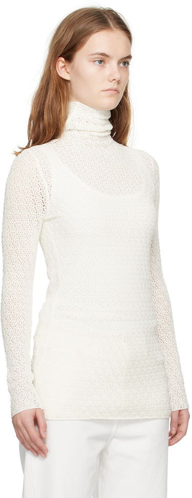 Pleteni pulover TOTEME TOTEME Semi-Sheer Turtleneck Bela | 242-WRT1776-YA0040, 1