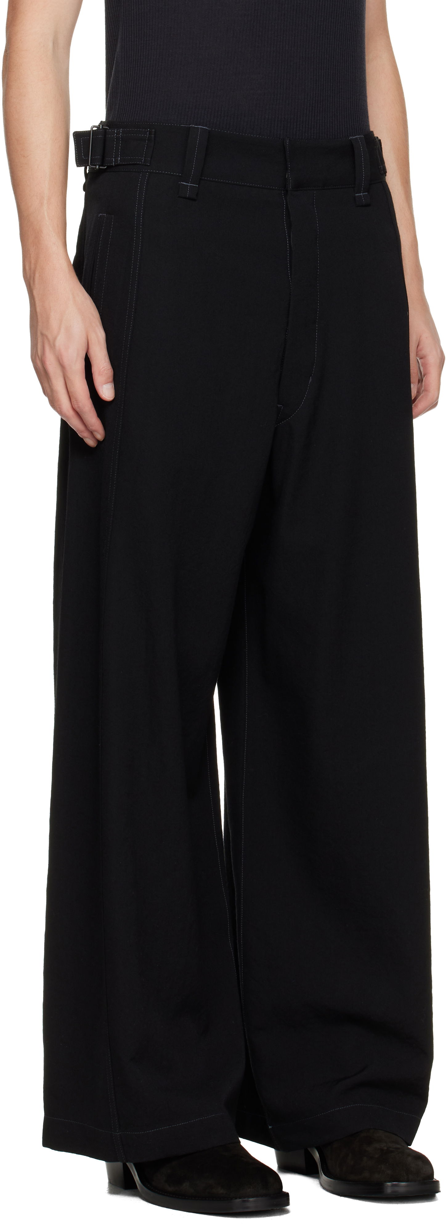 Hlače LEMAIRE LEMAIRE Maxi Utility Trousers Črna | PA1249 LF1457, 1