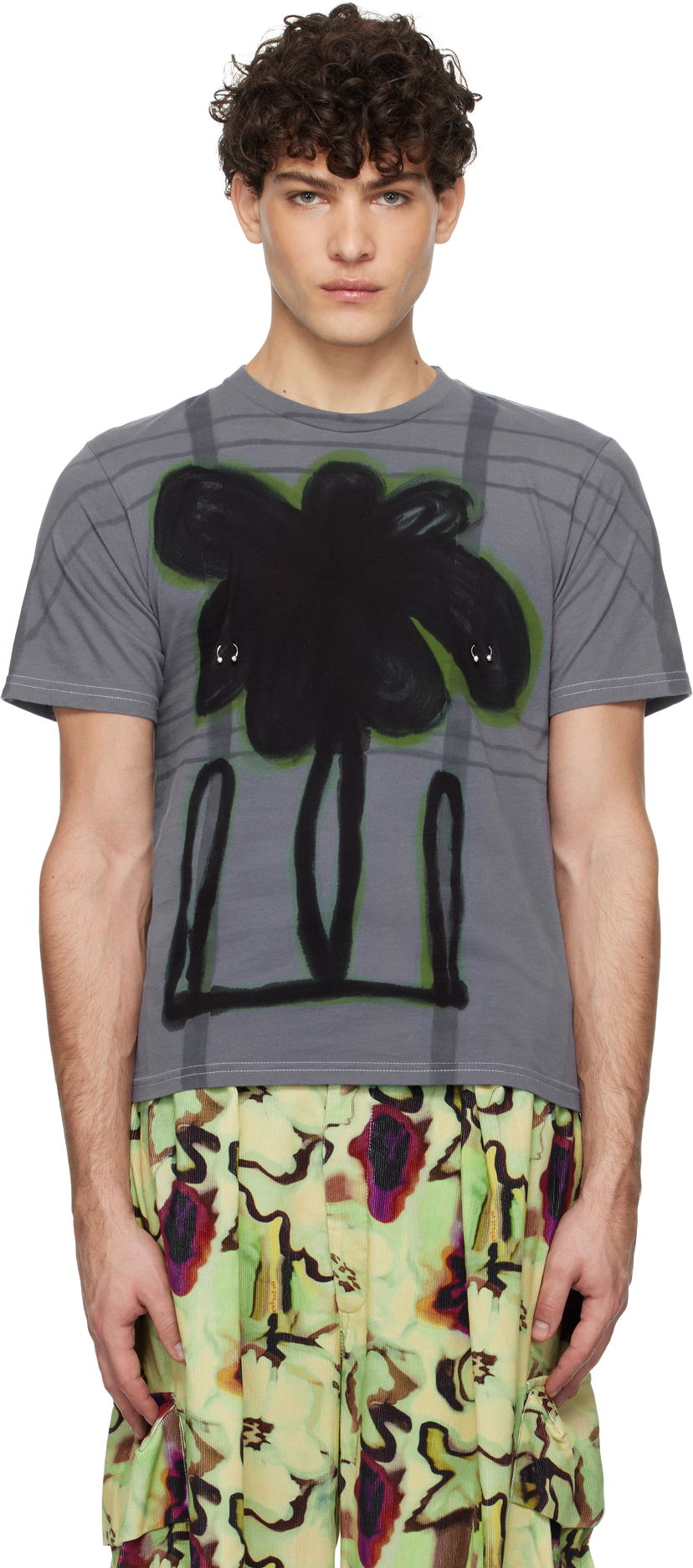 Majica Collina Strada Collina Strada Pierced Graphic T-Shirt Siva | XX3440
