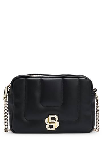 Torba za čez ramo BOSS Balmain Quilted Crossbody Bag with Double B Monogram Črna | 50523349