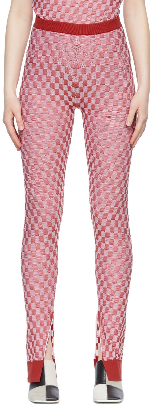 Pajkice Maison Margiela Checkered Nylon Leggings Rdeča | S62KB0105 S17975, 0