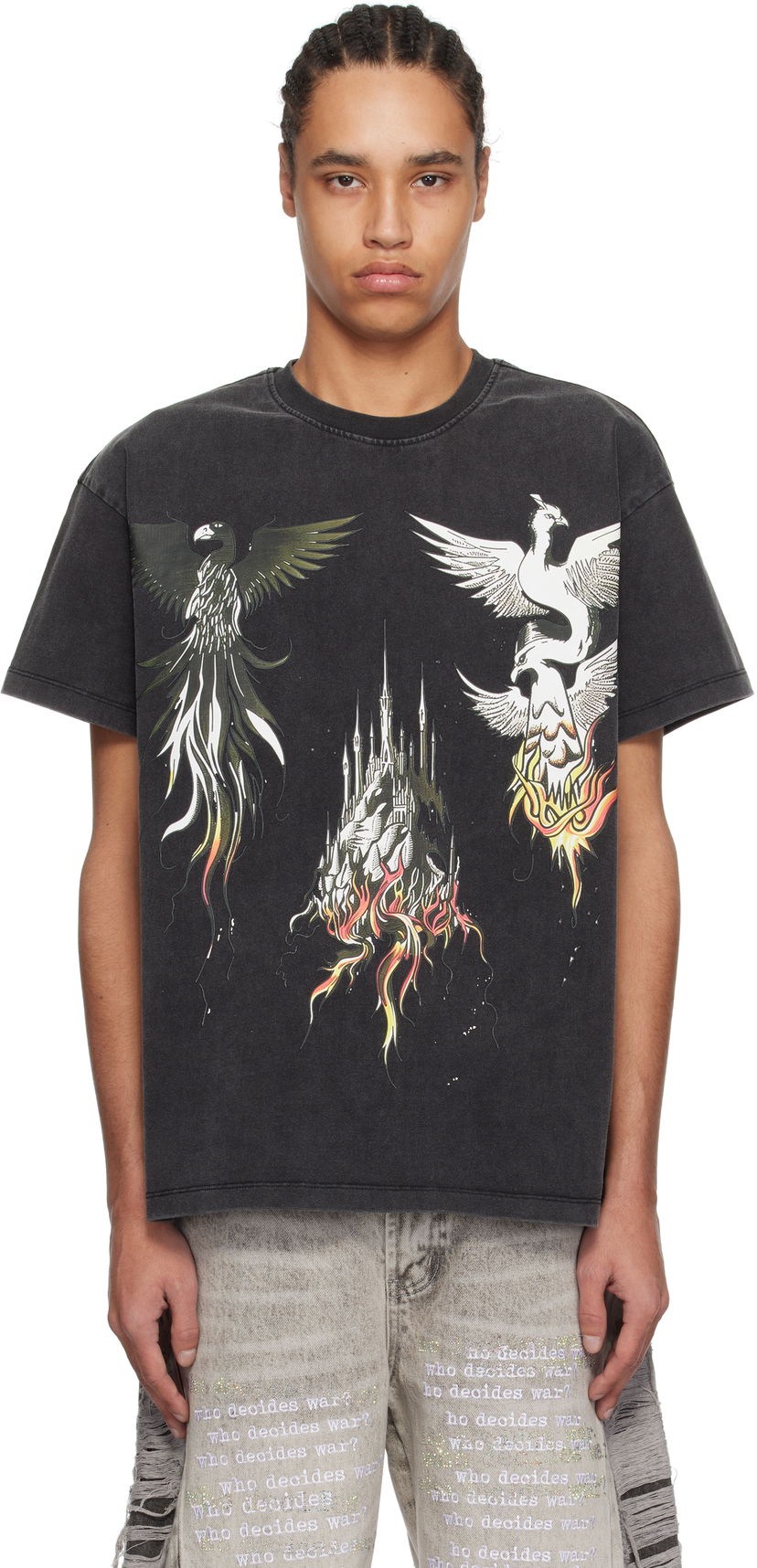 Majica Who Decides War Nefarious Graphic Short Sleeve T-Shirt Črna | 1110370017SS25