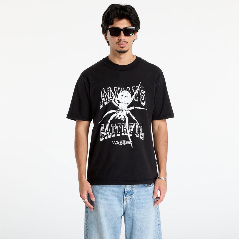 Majica Wasted Paris T-Shirt Authentic Reverse Faded Always Faithful Spider Graphic Črna | WP_000322
