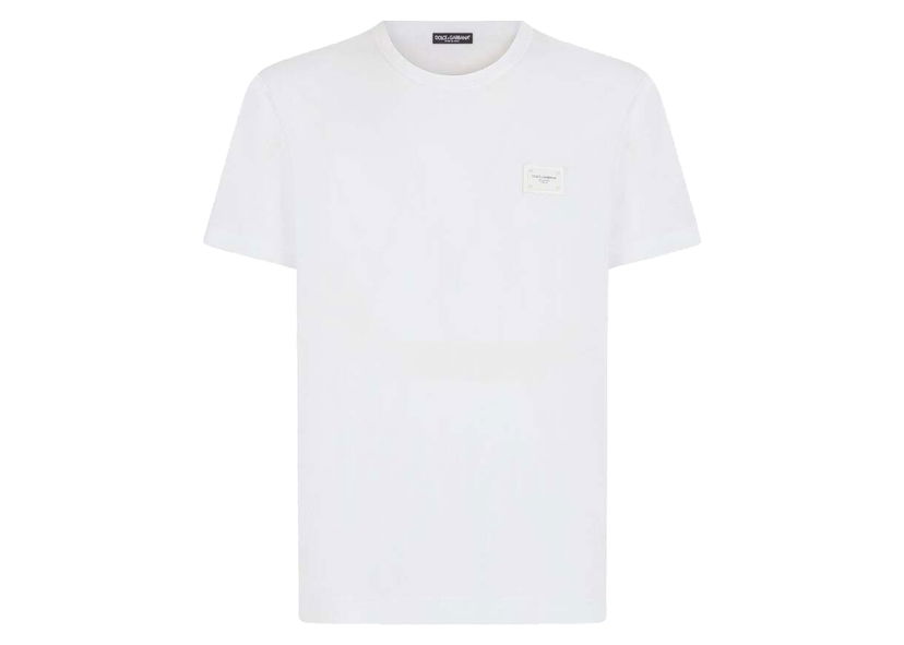 Majica Dolce & Gabbana Cotton Branded Plate T-shirt White Bela | G8KJ9TFU7EQW0800