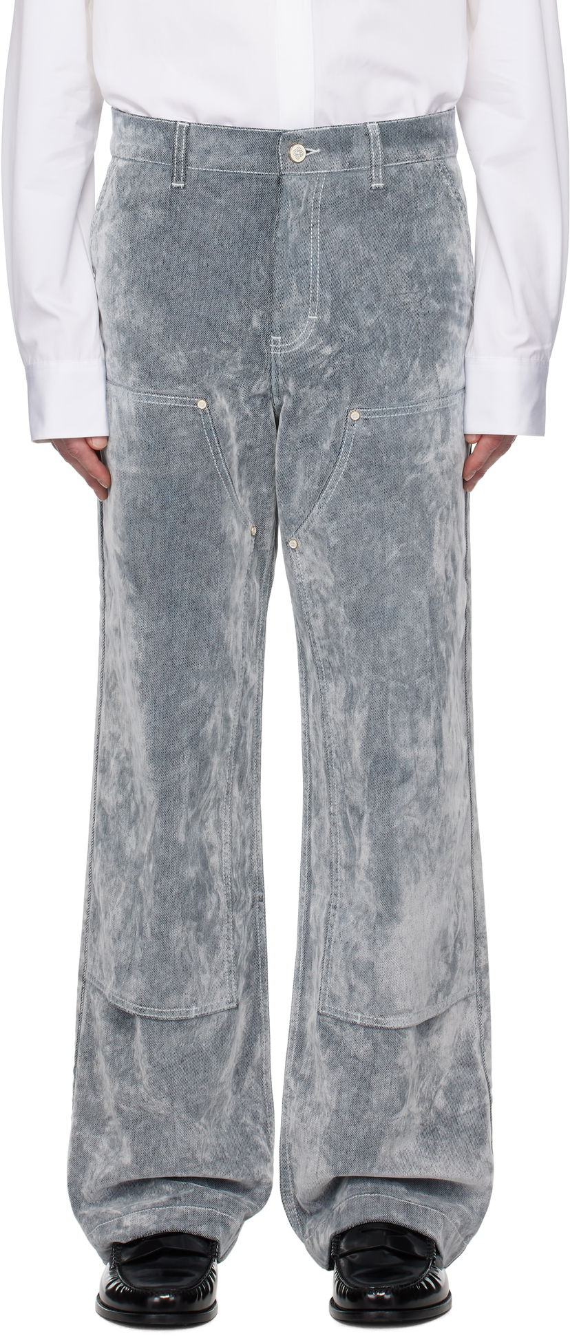Kavbojke Casablanca Casablanca Peach Texture Wide Leg Jeans Siva | MPS25-TR-301-01
