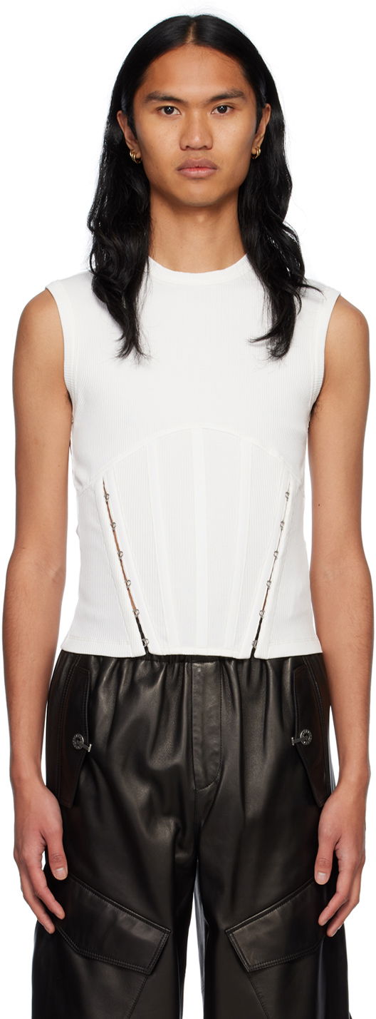 Majica brez rokavov Dion Lee Ribbed Corset Tank Top Bela | C3088R23