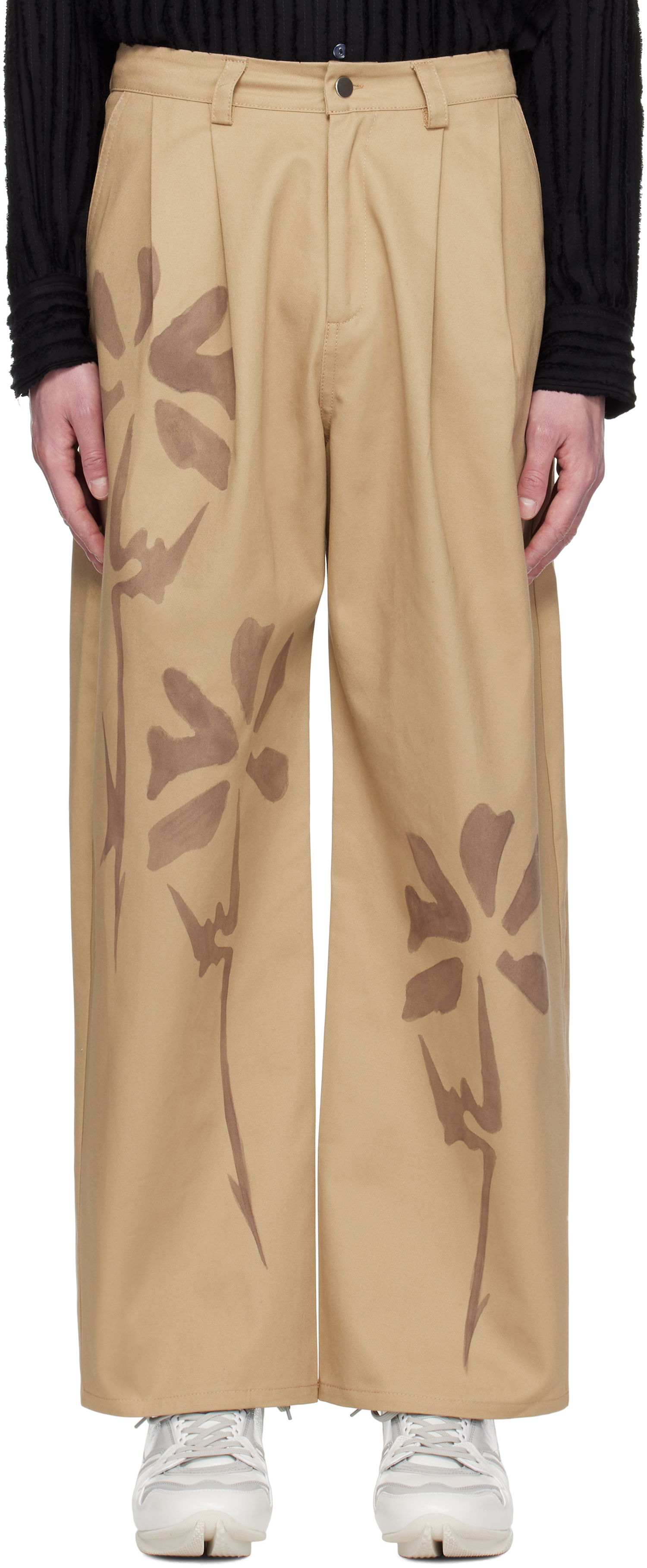 Hlače Collina Strada Collina Strada Catchfly Print Trousers Bež | XX6042, 0