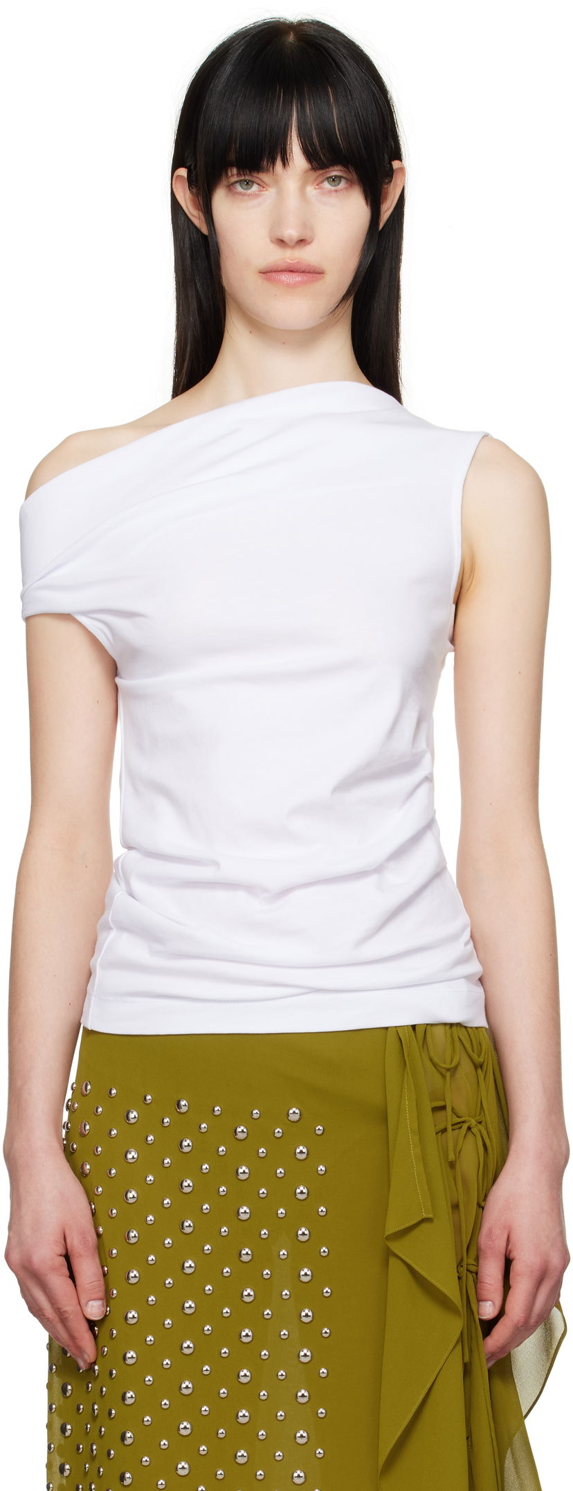 Majica brez rokavov Dries Van Noten Dries Van Noten Off-Shoulder Jersey Tank Top Bela | 251-011143-1603