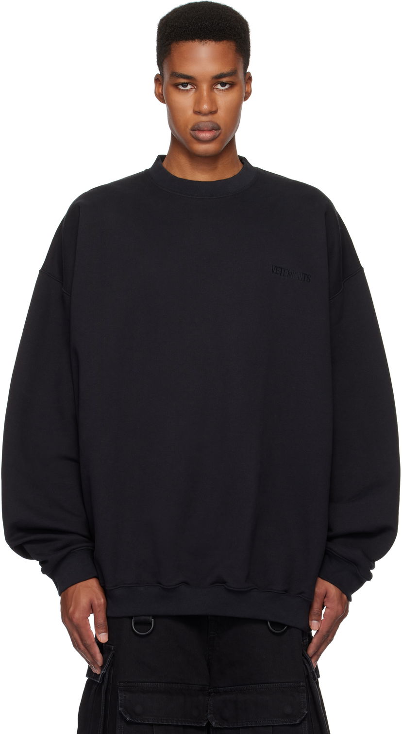Pulover VETEMENTS Embroidered Logo Oversized Sweatshirt Črna | UA66CW640B