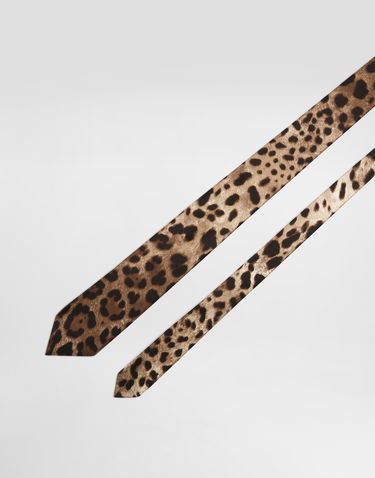 Modni dodatki Dolce & Gabbana Dolce & Gabbana Satin Tie with Leopard Print Rjava | GT181EFS1GTHY13M, 2