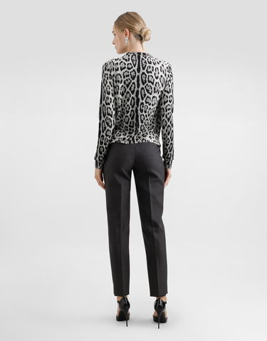 Majica brez rokavov Dolce & Gabbana Silk Tank Top With Leopard Print Siva | FXT04TJAHLAHI13N, 2