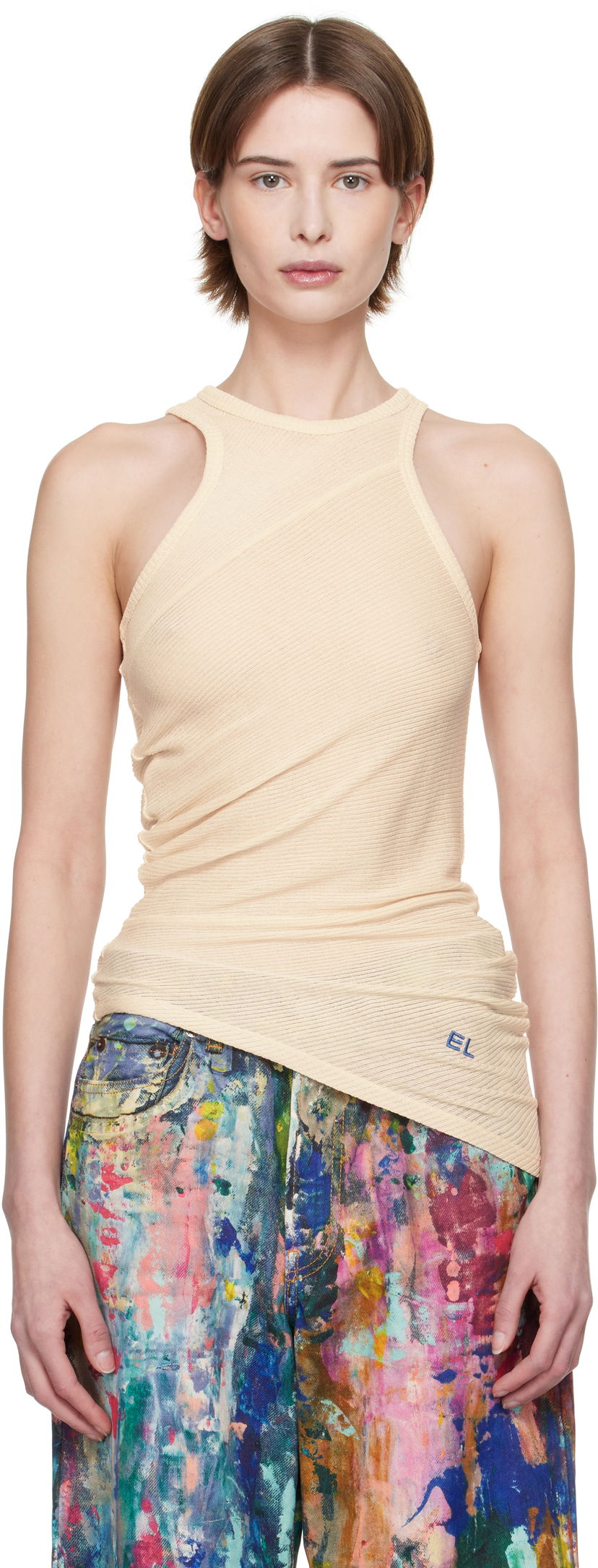 Majica brez rokavov Eckhaus Latta Eckhaus Latta Spiral Tank Top Bež | 1108-EL-PS25-O -