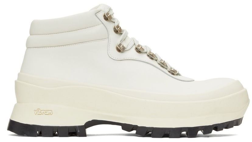 Superge in čevlji Jil Sander Jil Sander Leather Hiking Boots Bela | JP37001A_14513