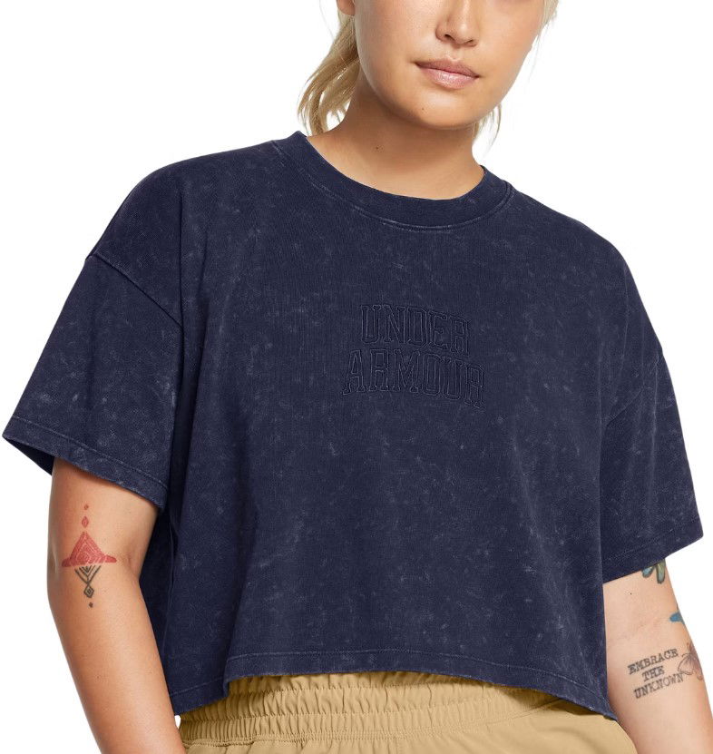 Krop-top Under Armour Varsity Cropped T-Shirt Mornarica | 1389153-410