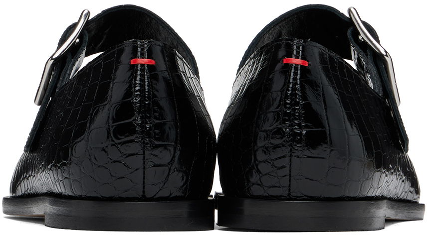 Obleke Aeyde Aeyde Sunny Crocodile Embossed Ballerina Flats Črna | A11-FL-GRZS15FL127-FW24-800-065, 1