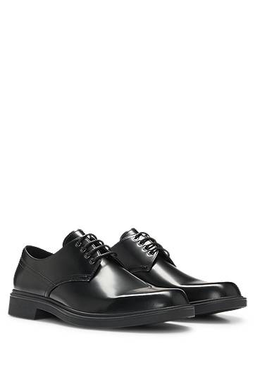 Oblačila in dodatki BOSS Leather Derby Shoes with Metal Eyelets Črna | 50536164