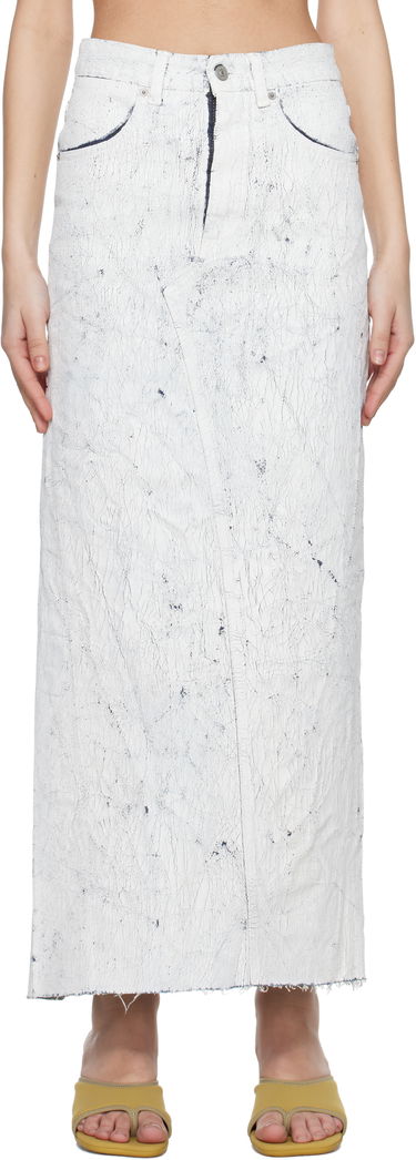 Krila Maison Margiela MM6 Maison Margiela Hand-Painted Denim Maxi Skirt Bela | S62MI0027 M30028, 0