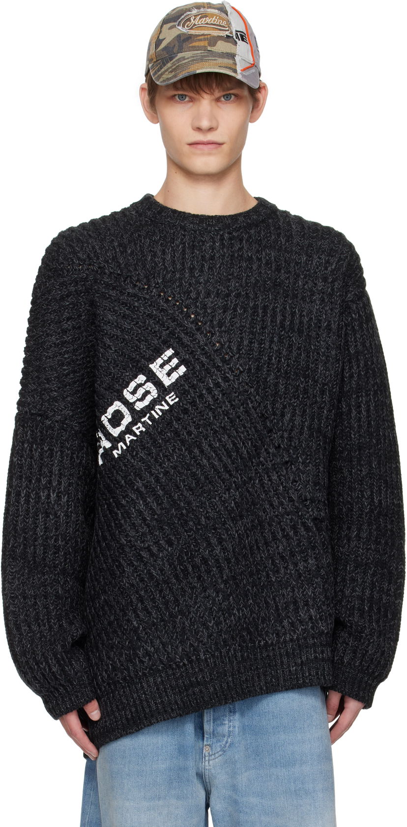 Pleteni pulover Martine Rose Martine Rose Engineered Fisherman Rib Sweater Črna | 971YA03053