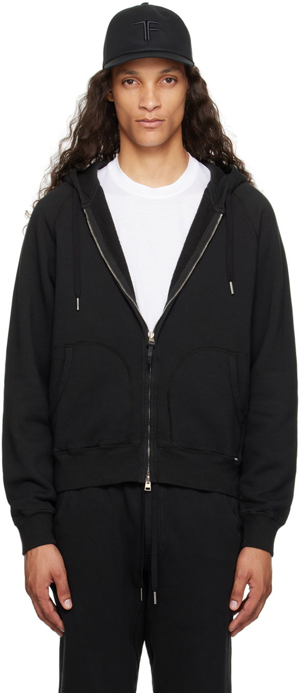 Pulover Tom Ford Garment-Dyed Zip-Up Hoodie Črna | JDL010-JMC006S23