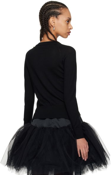 Pleteni pulover Simone Rocha Simone Rocha Embellished Flower Cardigan Črna | KMK13TB 0647, 2