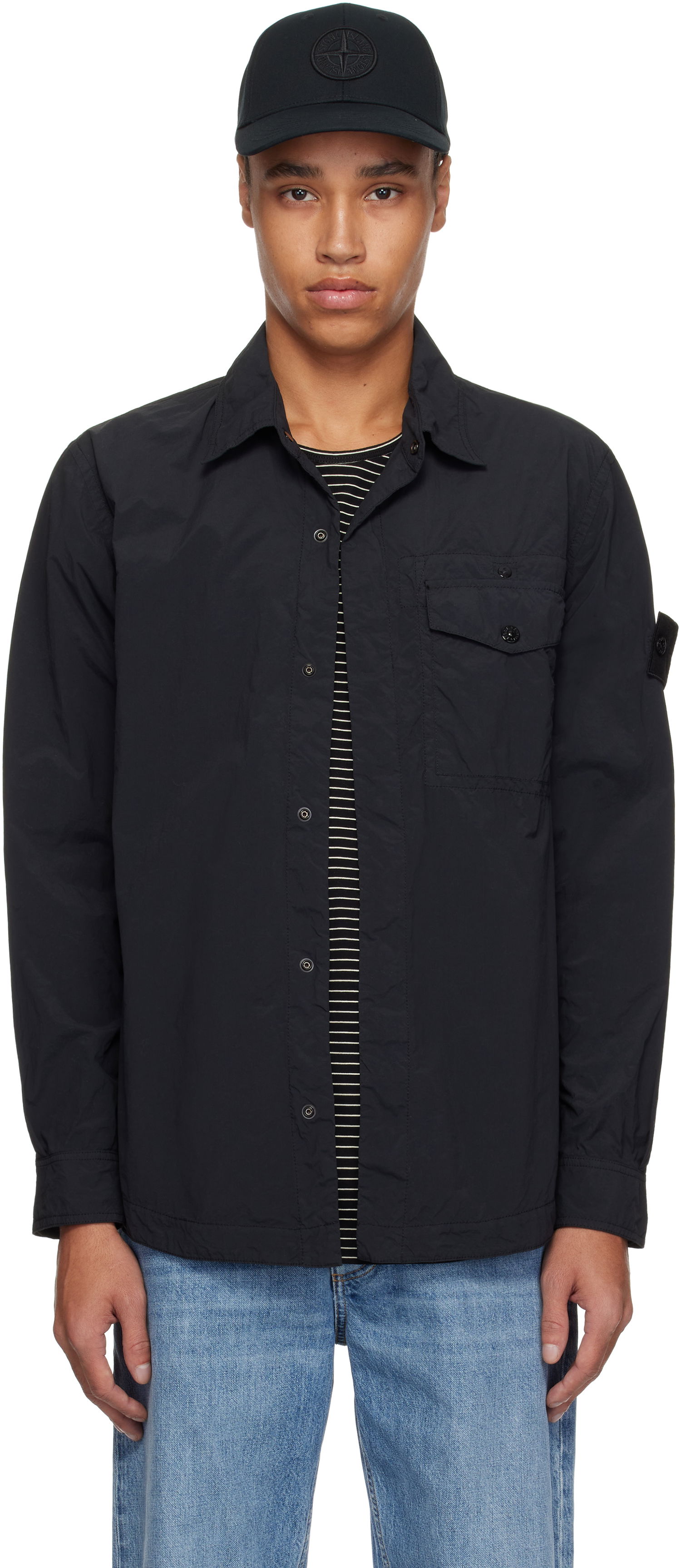 Srajce Stone Island Stone Island Nylon Overshirt Črna | K1S15 1100003 S00F6, 0