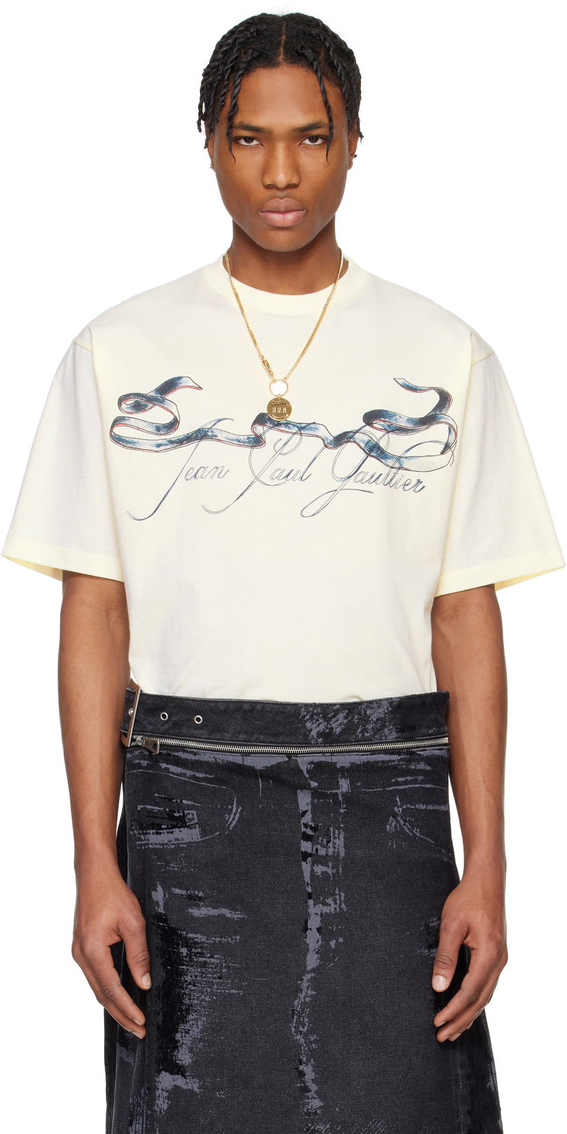 Majica Jean Paul Gaultier Jean Paul Gaultier Oversized Tattoo Ruban T-Shirt Bež | 25/34-F-TS118I-J090-0500