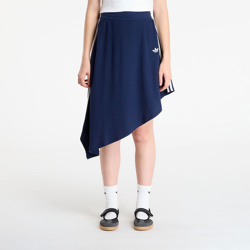 Krila adidas Originals Ribbed Asymmetric Skirt with 3-Stripes Mornarica | KS7782