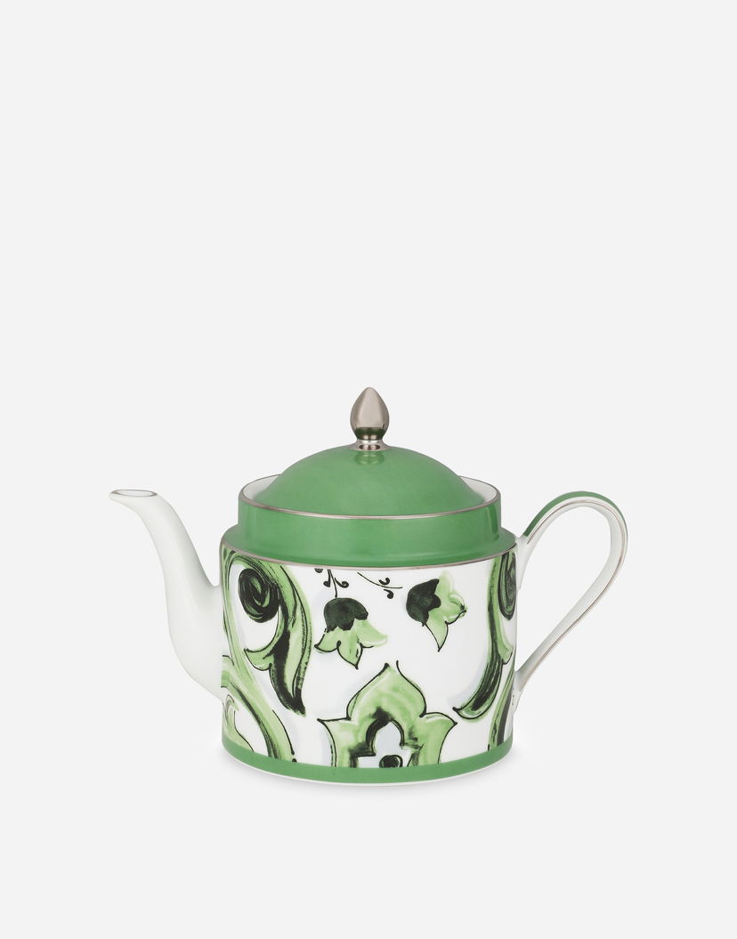 Home decor Dolce & Gabbana Porcelain Teapot With Floral Pattern Zelena | TC0127TCA39UV001