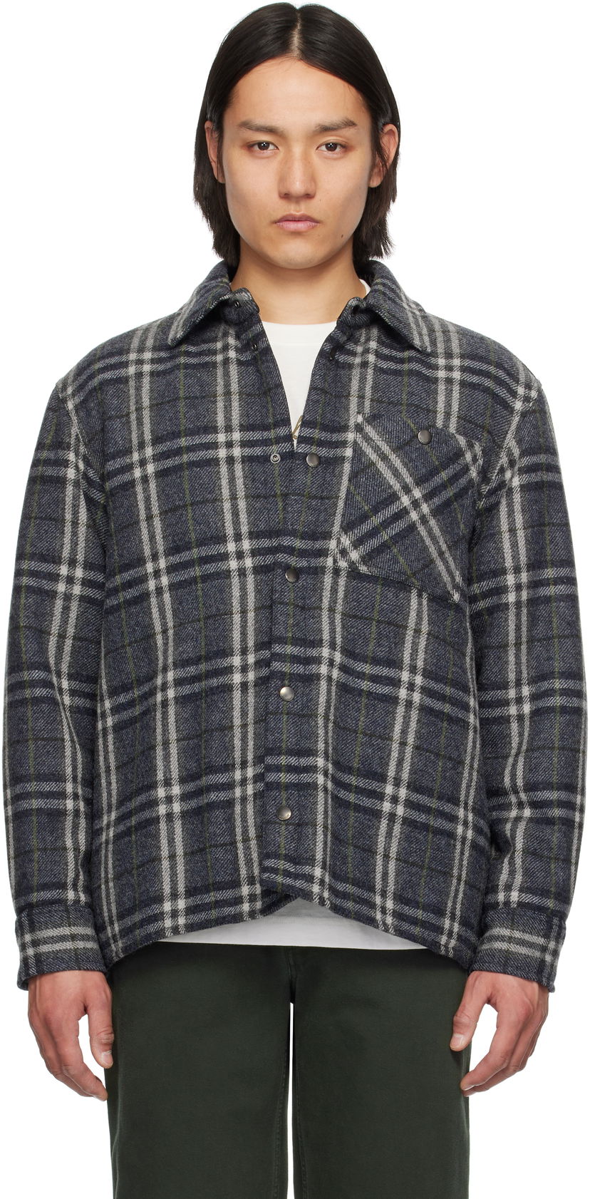 Srajce Burberry Burberry Check Wool Overshirt Modra | 8102224