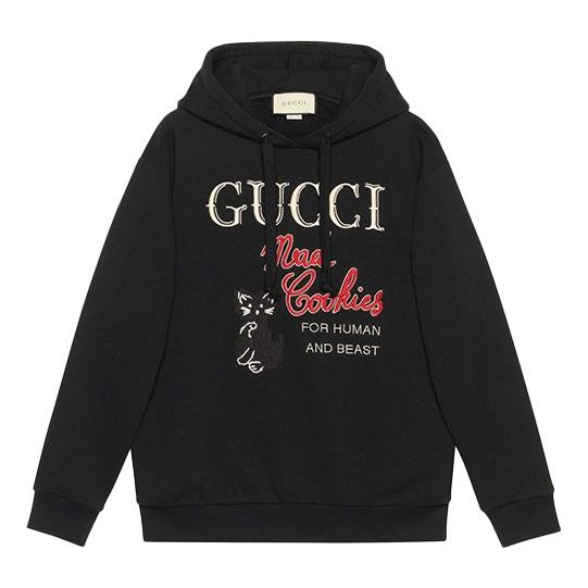 Pulover Gucci Mad Cookies Embroidered Hoodie Črna | 615061-XJC0C-1082