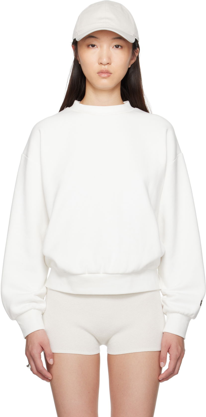 Pulover Fear of God Fear of God ESSENTIALS Classic Fit Crewneck Sweatshirt Bela | 192SP255554FW