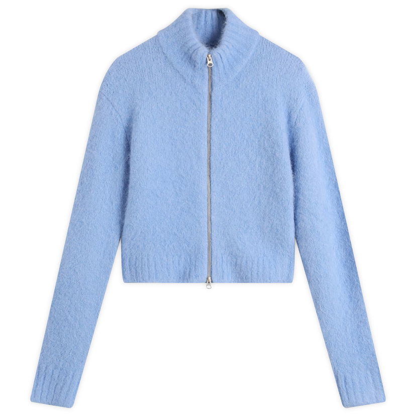 Pleteni pulover Samsoe Samsoe Sajeanne Cropped Zip Cardigan Modra | F24400072-164020TCX