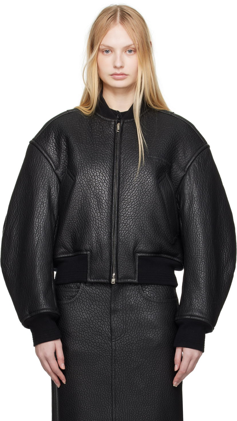 Bomber jakna Alexander Wang Alexander Wang Cropped Leather Bomber Jacket Črna | 1WC1252627