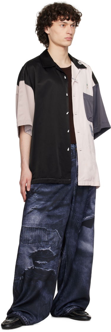 Kavbojke Maison MIHARA YASUHIRO Maison MIHARA YASUHIRO TALKING ABOUT THE ABSTRACTION Edition Trompe-l'oeil Wide Leg Trousers Modra | C14PT404, 3