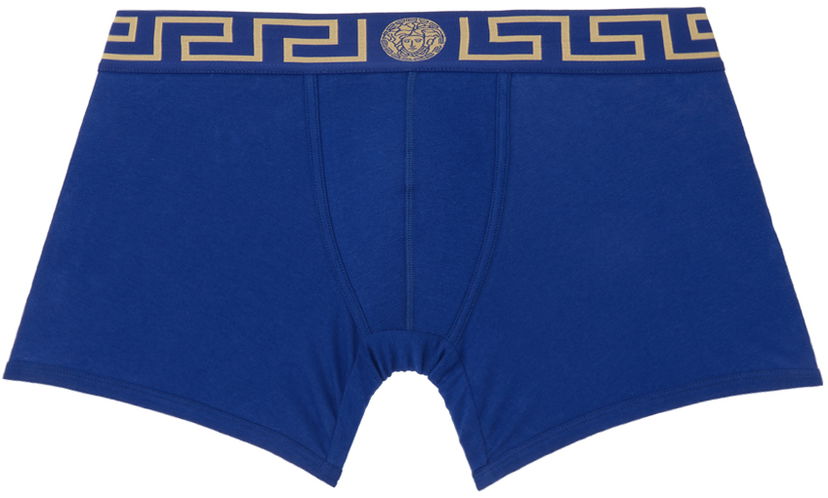 Boksarice Versace Greca Border Long Boxers Modra | AU10028_1A10011