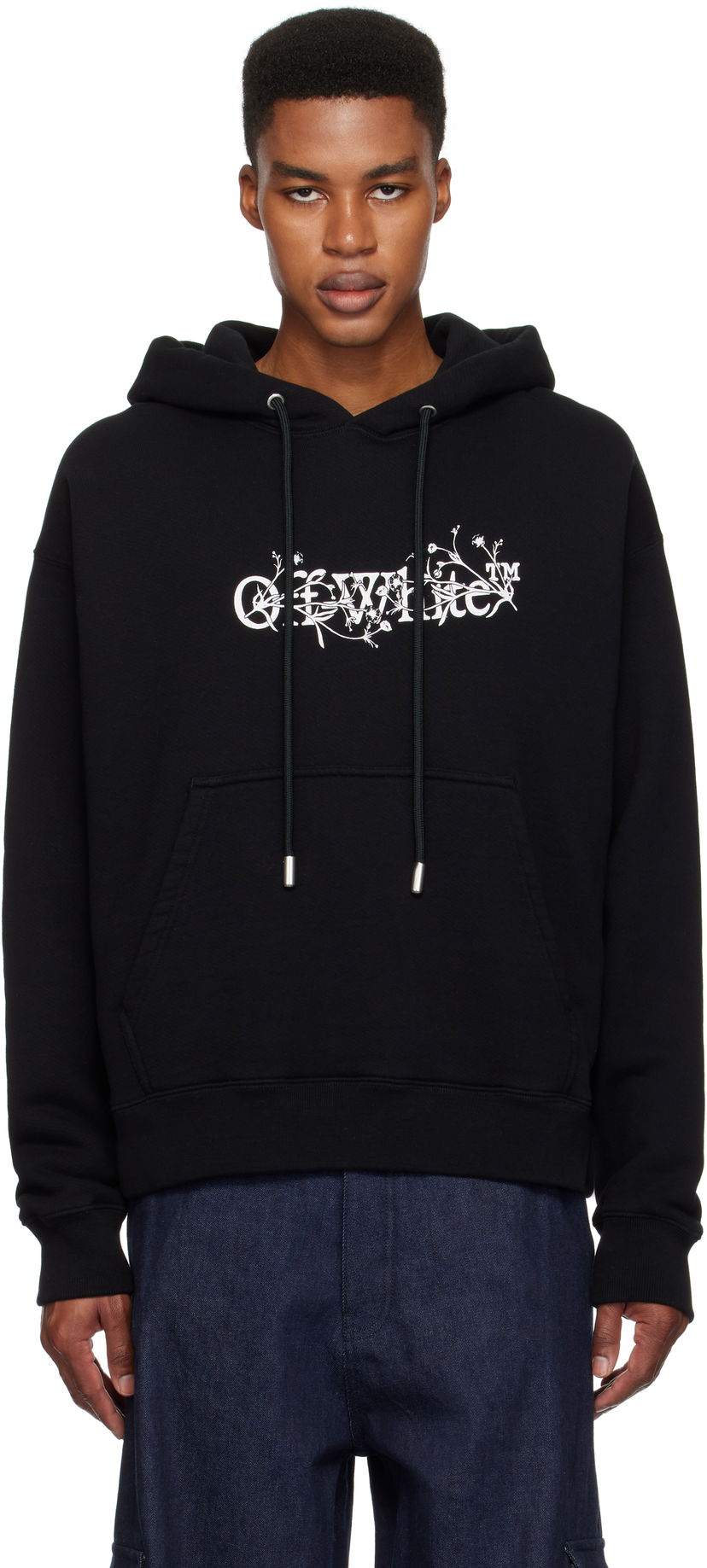 Pulover Off-White Bookish Flower Črna | OMBB085F24FLE00F1001