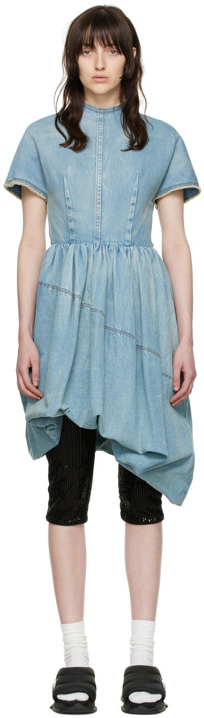 Obleke We11done Denim Mini Dress Modra | WD-DO1-22-352-W-BL