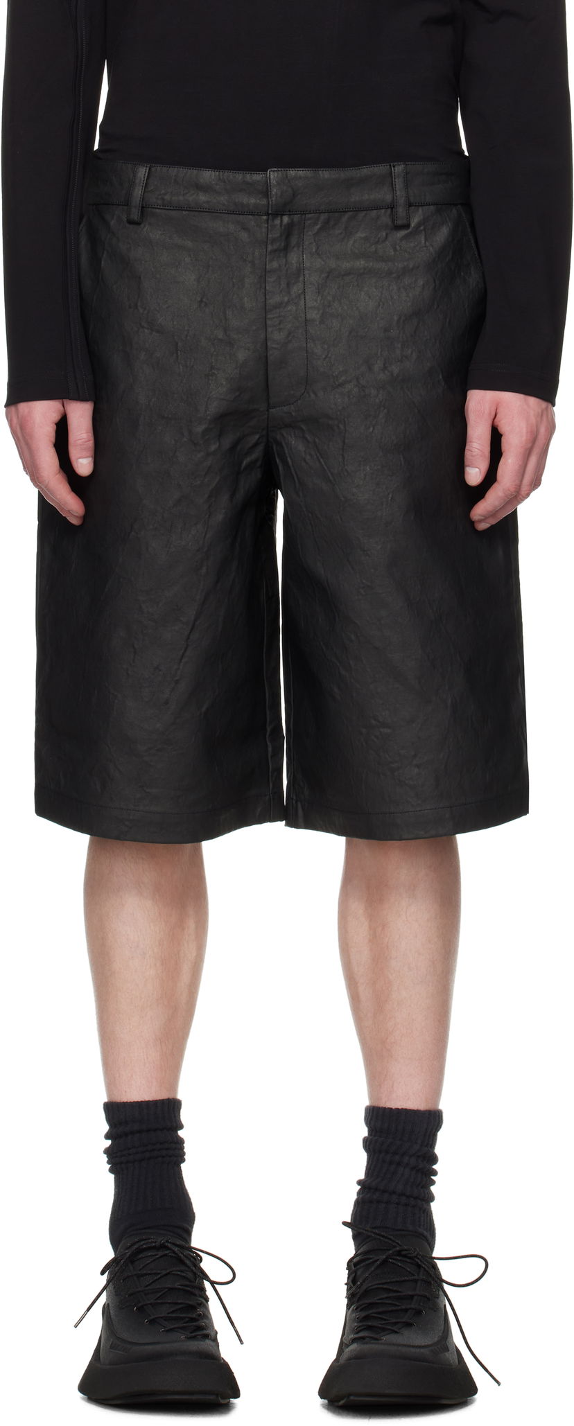 Kratke hlače HELIOT EMIL Armada Textured Wide-Leg Shorts Črna | SS25_M_10_195_BLK01