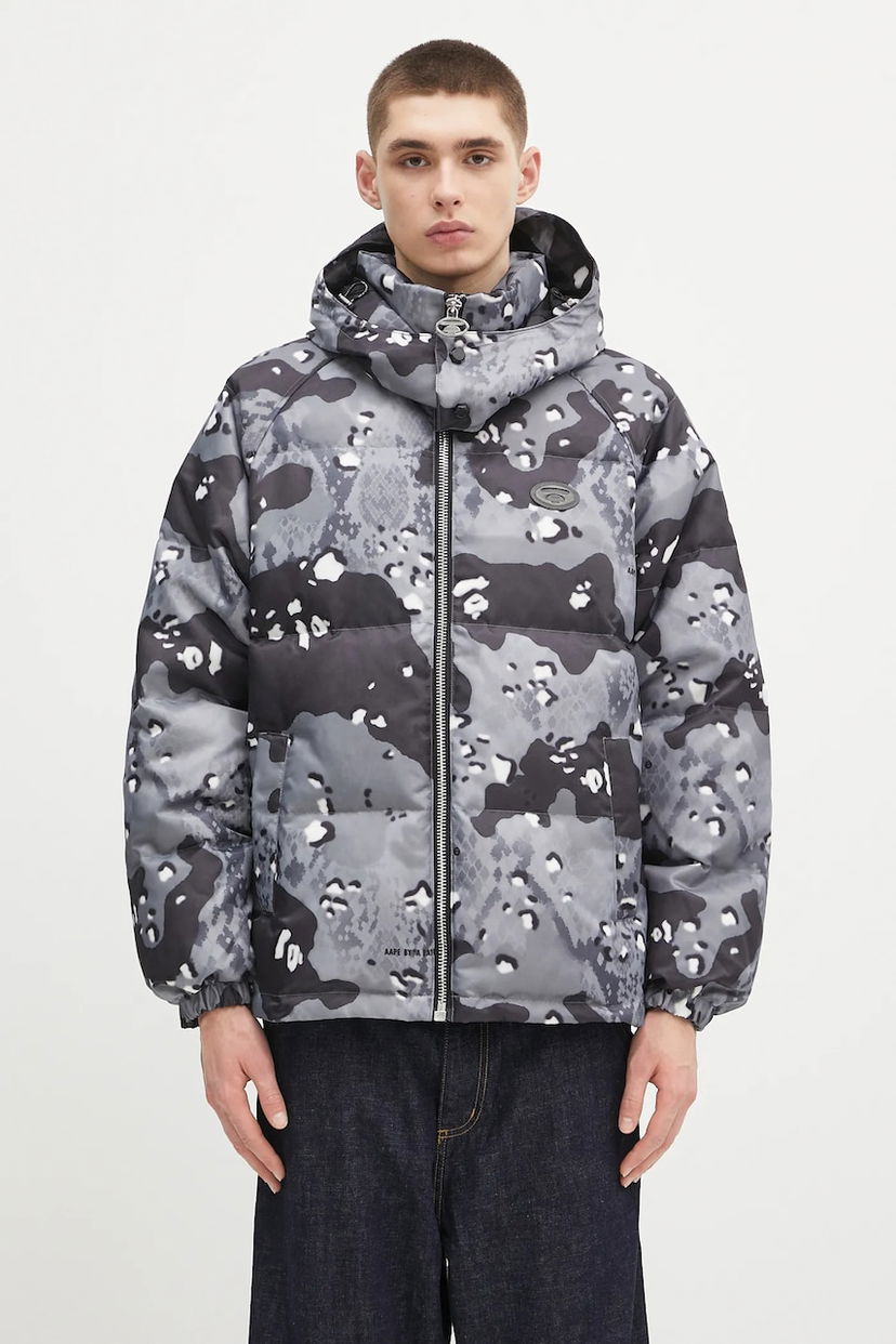 Puhovka AAPE by A Bathing Ape AAPE Main Down Jacket Siva | AAPDNM7666XXN