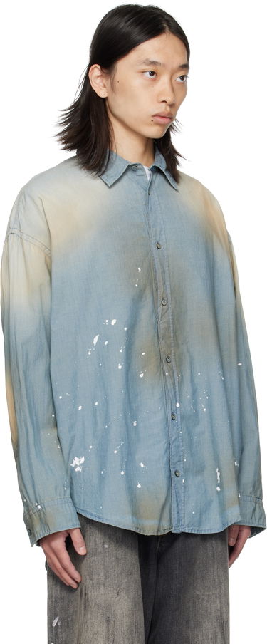 Srajce Acne Studios Acne Studios Paint Splatter Button-Up Shirt Modra | BB0633-, 1