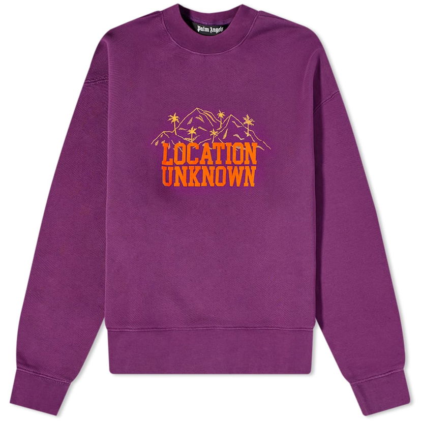 Pulover Palm Angels Palm Angels Location Unknown Crew Sweat Lila | PMBA026F21FLE0033720