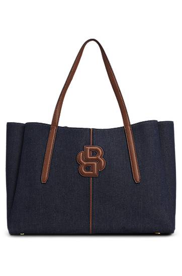 Tote bag BOSS Denim Tote Bag with Double B Monogram Modra | 50547575