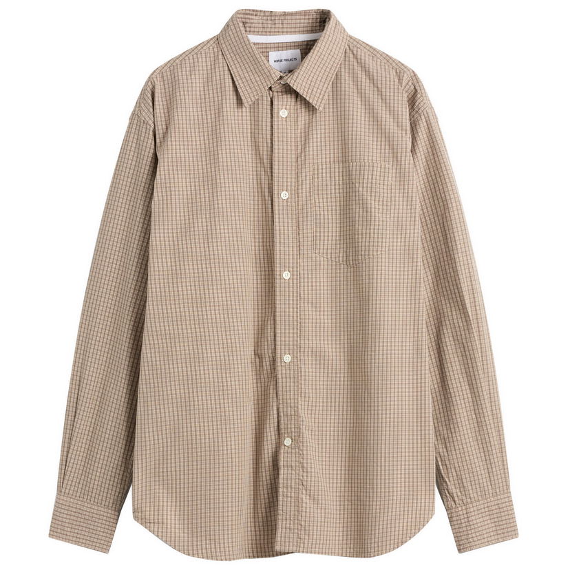 Srajce NORSE PROJECTS Ole Oversize Poplin Check Shirt Bež | N40-0851-9023