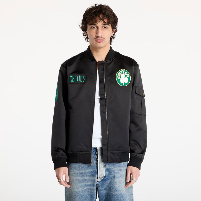 Bomber jakna Mitchell & Ness Team Leader Satin Bomber Jacket Črna | JK8095-BCEBLCK