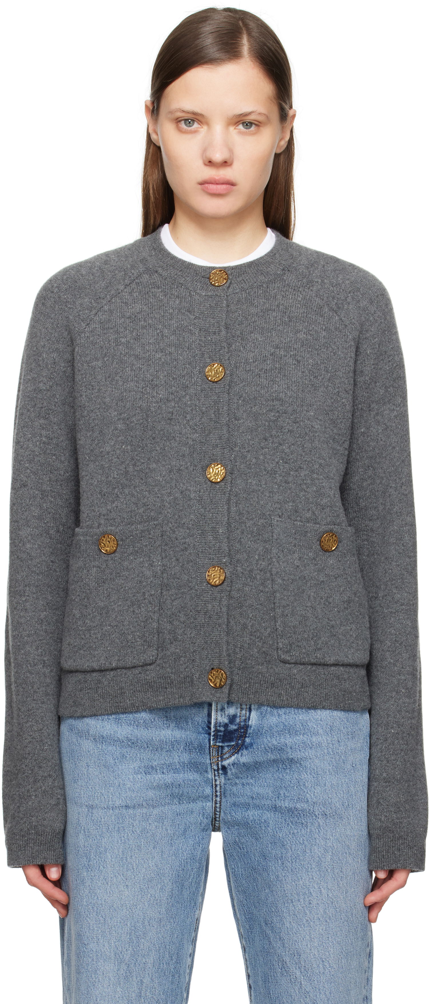 Pleteni pulover TOTEME TOTEME Hammered Button Cardigan Siva | 251-WRT4357-YA0132, 0