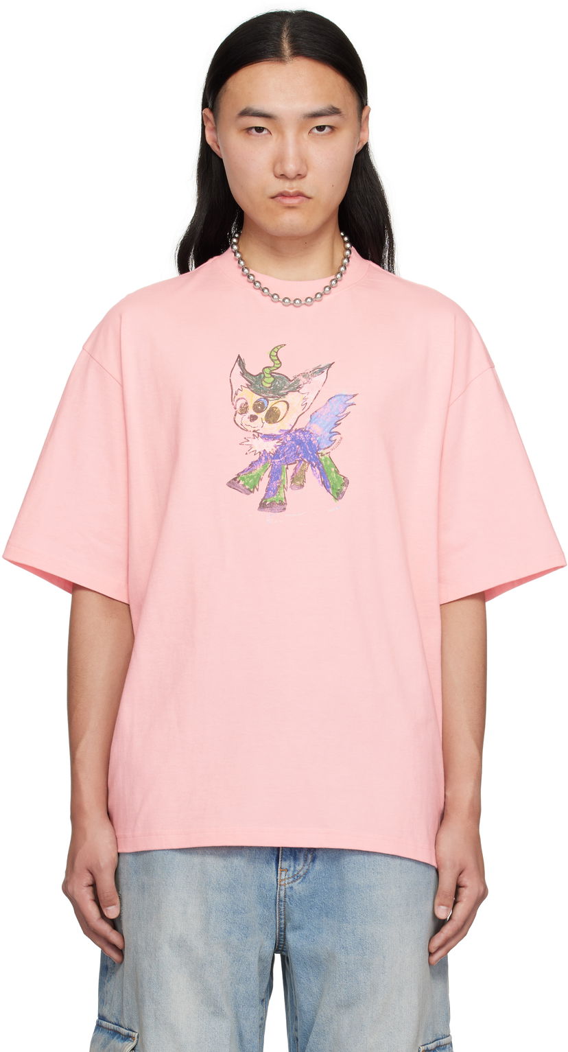 Majica We11done We11done Jeff Monster Drawing T-Shirt Roza | WD-TT0-25-744-U-PK